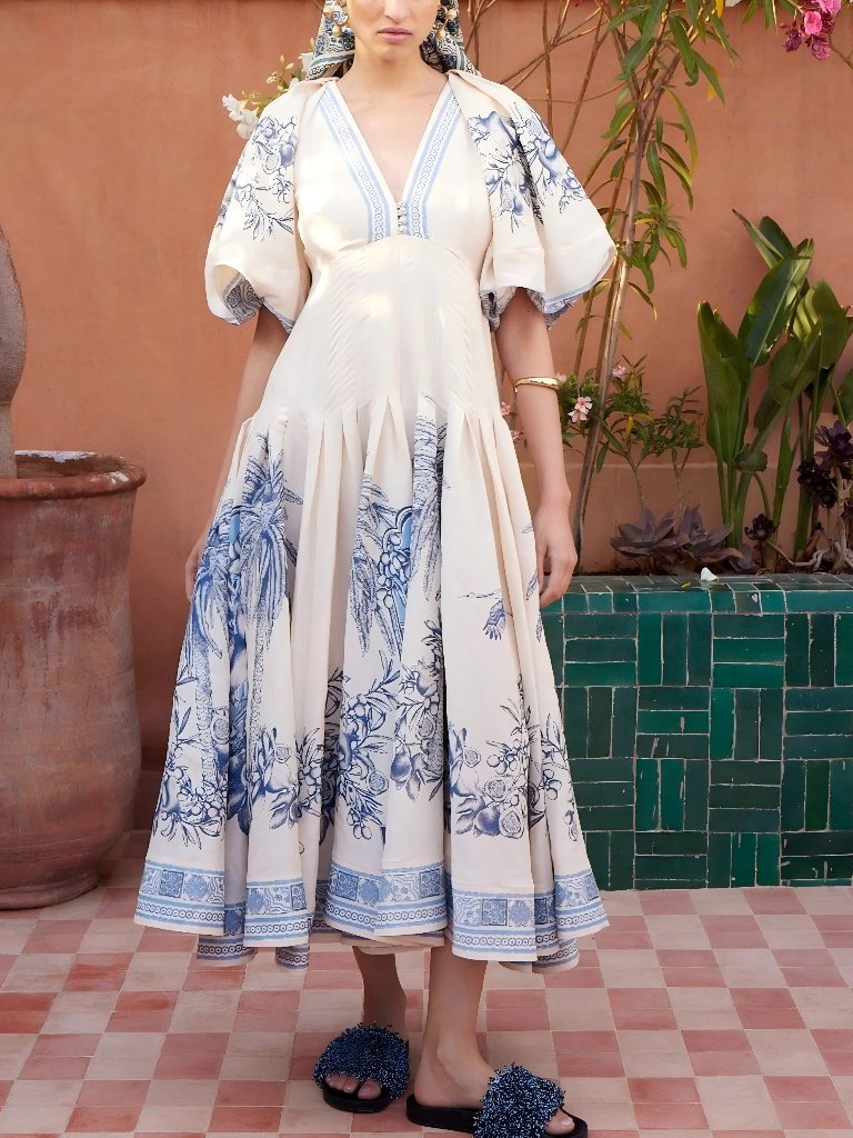 Alemais V-Neck Patterned Mini Dress